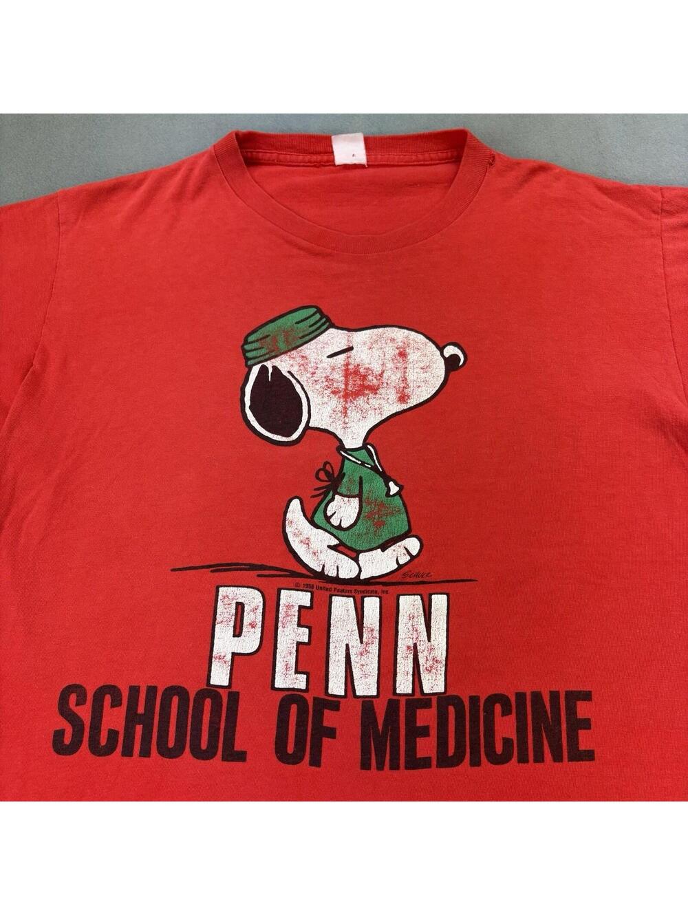 Vintage 80s Snoopy Penn State School Of Medicine T Shirt Size Large Red